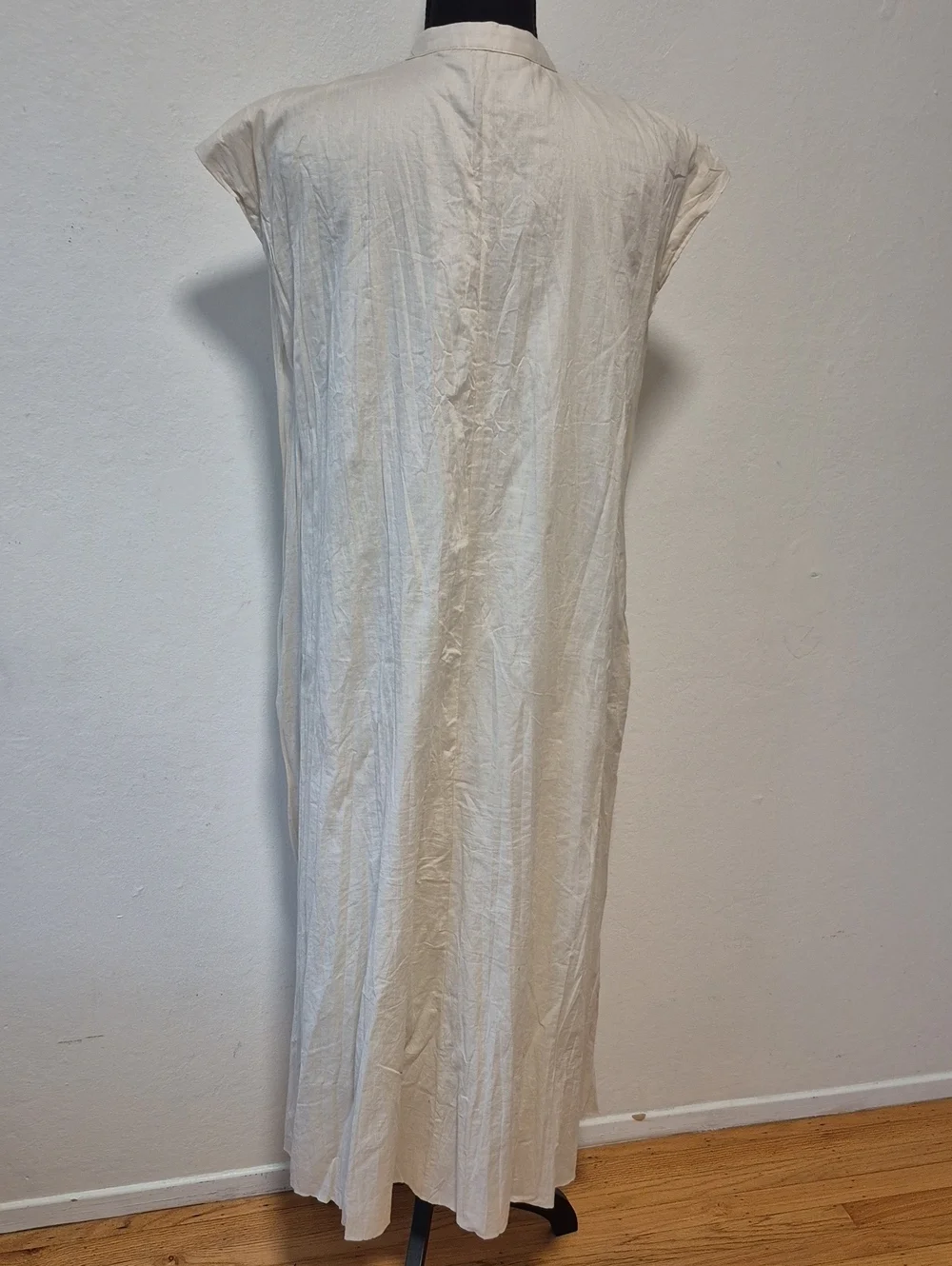 ZARA WOMAN COLLECTION WRINKLED CREAM MAXI DRESS BEIGE SZ S